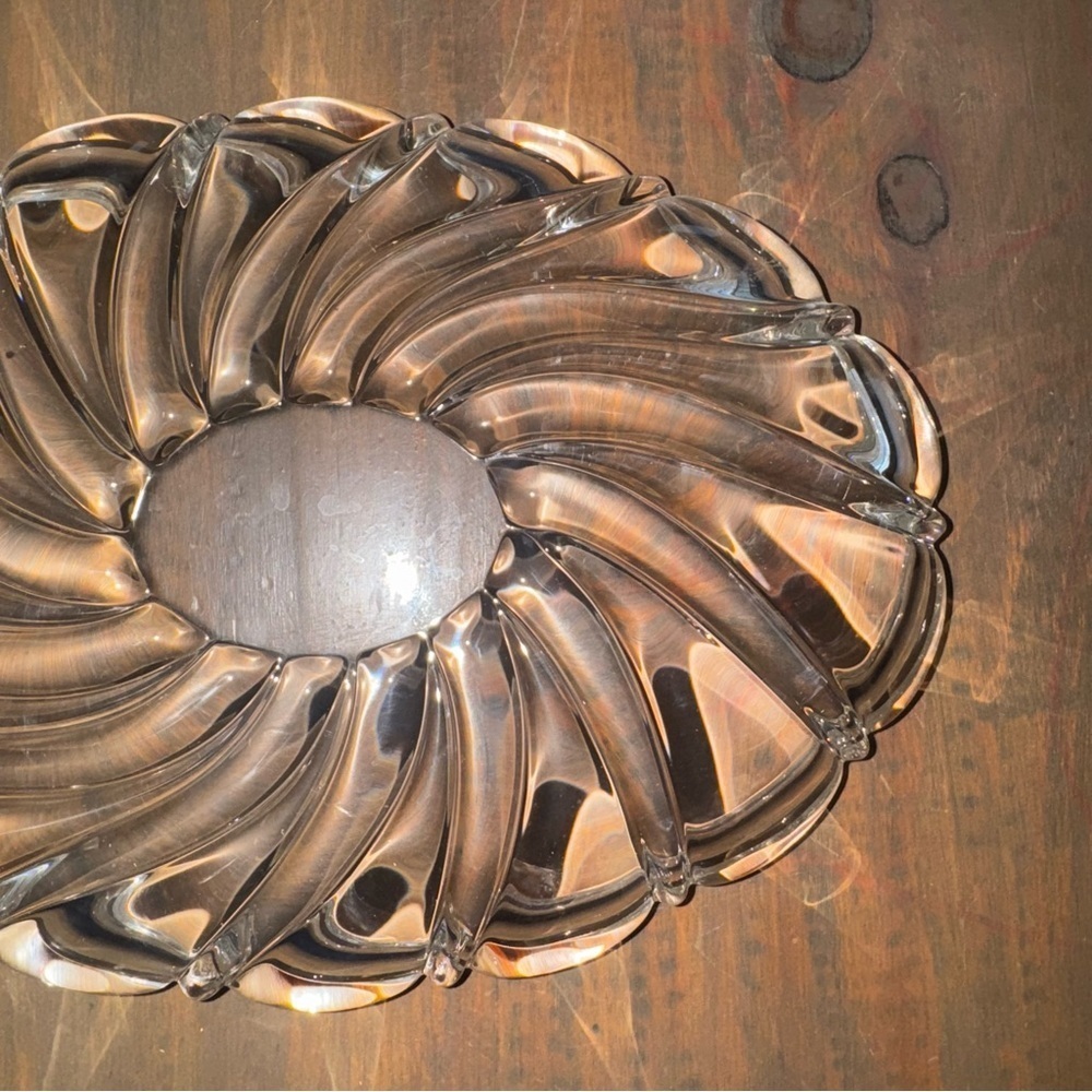 9 1/4" Mikasa Peppermint Swirl Dish ~ Oval Candy Trinket Sweet Meat Clear Tray - Picture 7 of 9
